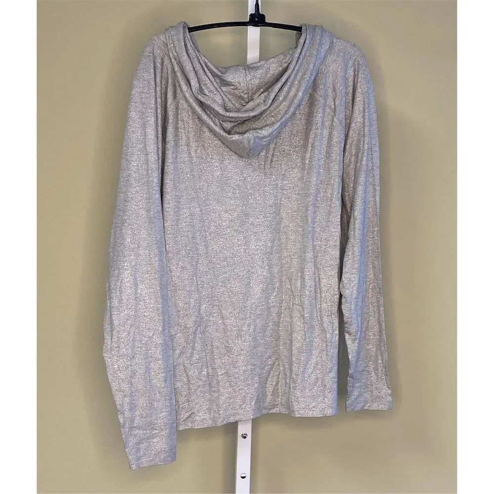 Majestic Filatures NWT Women's V-Neck Drawstring Hoodie in Gray Size 2/Small - Picture 4 of 10